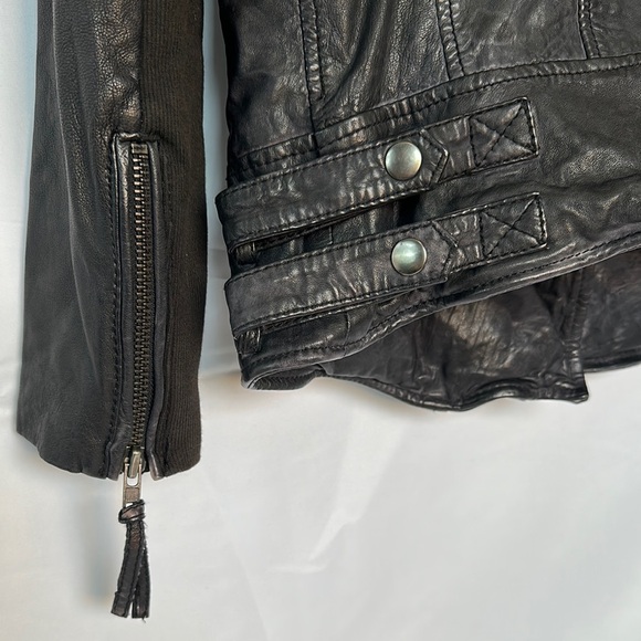 Muubaa Black Leather Biker Jacket - Picture 3 of 7